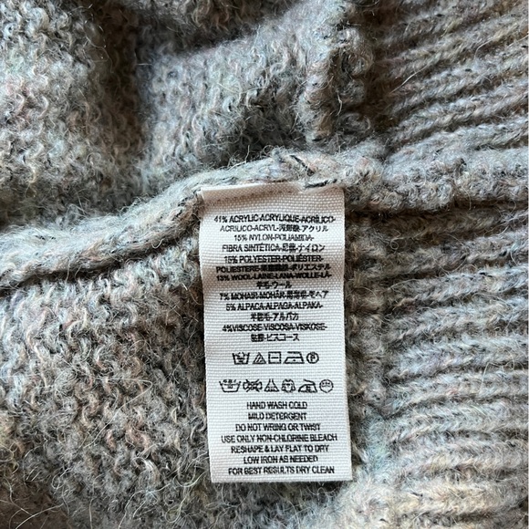 Free People Karina Slouchy Faux Wrap Knit V Neck Tan Multicolored Sweater, L - Picture 8 of 9